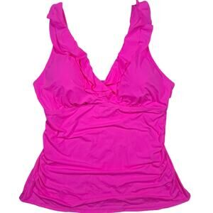 Yonique Womens Hot Pink Ruffle Tankini Size XL